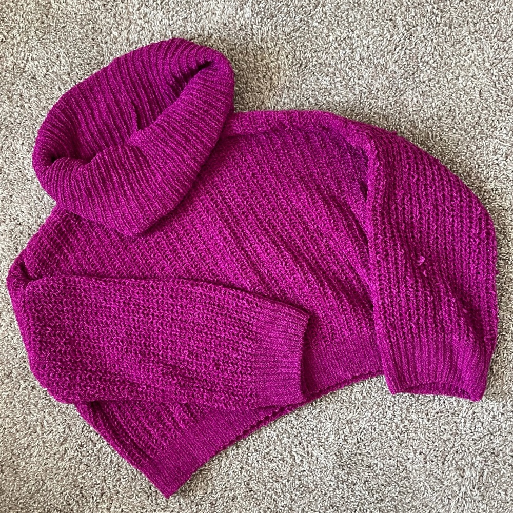 Fuchsia Cowl Neck Sweater